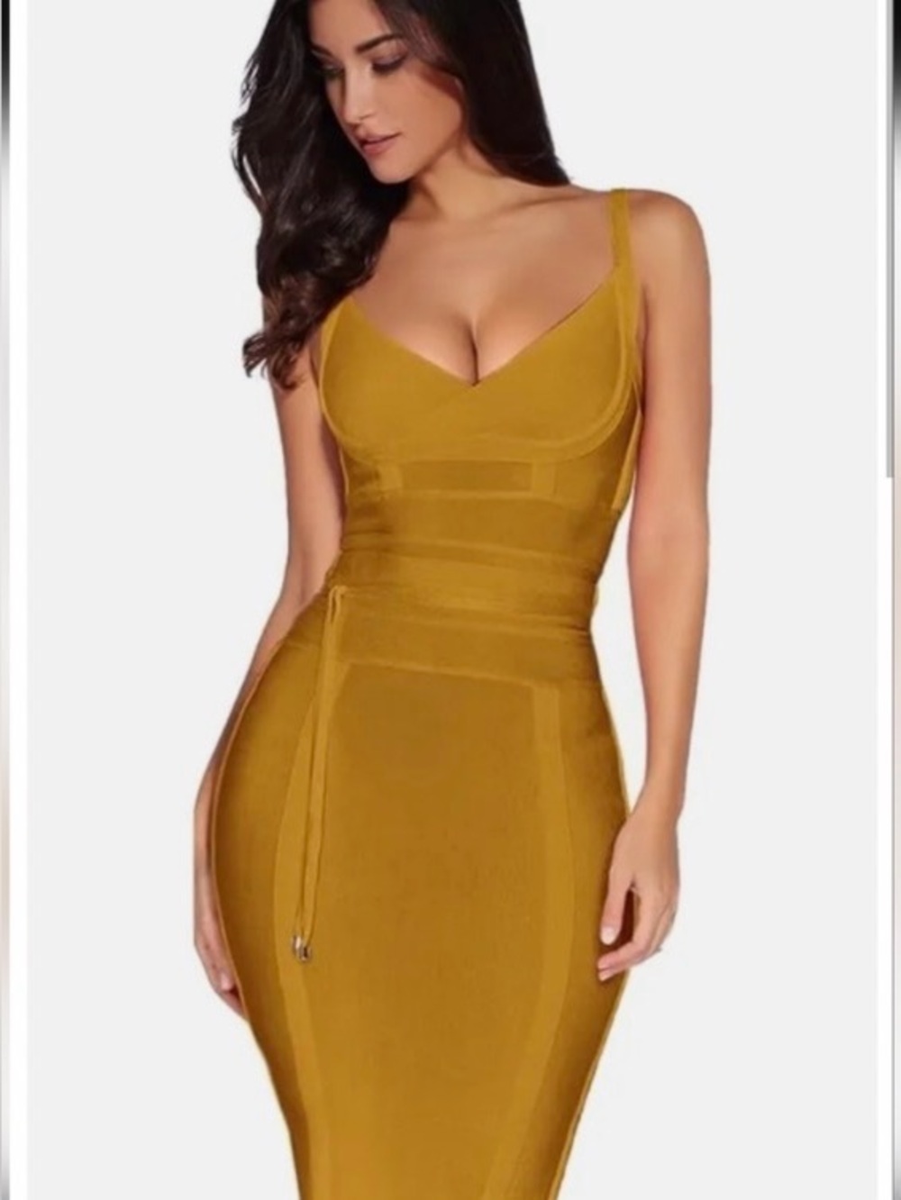 Hausa of cb Mustard Yellow Bodycon Midi Dress